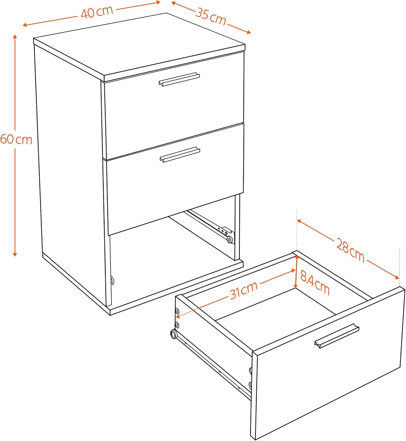 Yaheetech Comodino Moderno con 3 Cassetti, Nero - immagine 3