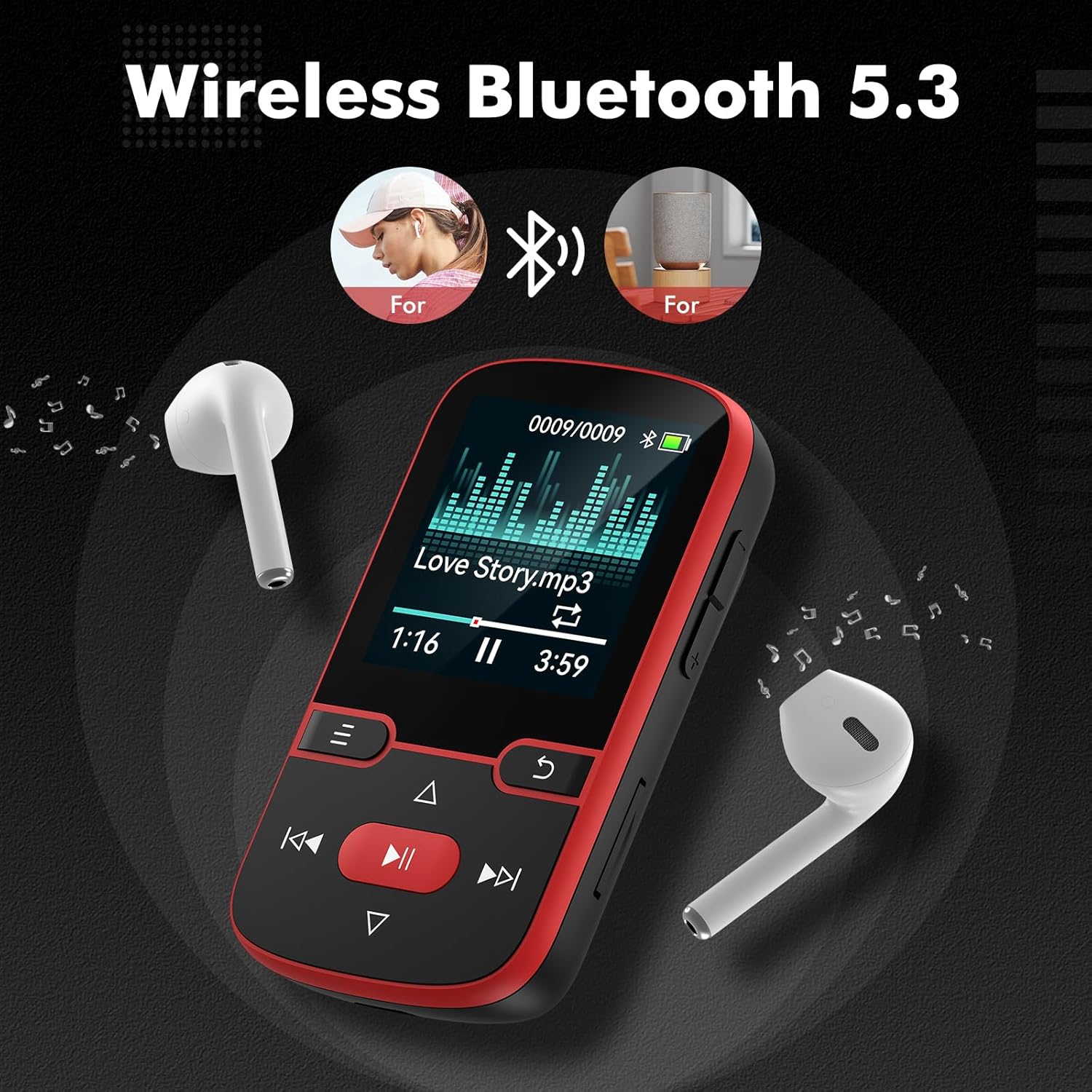 Lettore MP3 Bluetooth 5.3 con Clip - 64GB - immagine 2