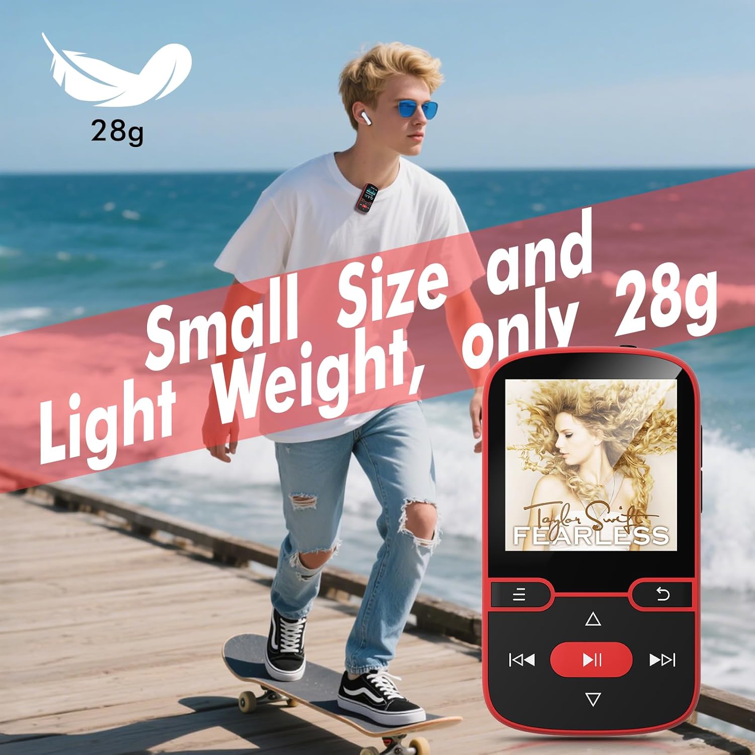 Lettore MP3 Bluetooth 5.3 con Clip - 64GB - immagine 5