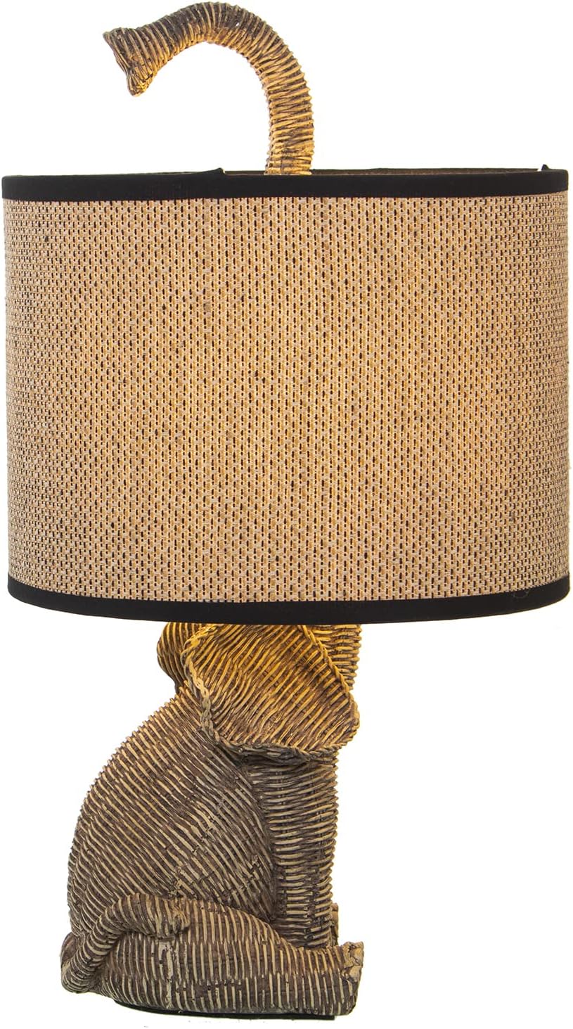 LÁMPARA SOBREMESA RESINA ELEFANTE PANTALLA LINO,1XE27,MAX.4 °30X37CM - immagine 3