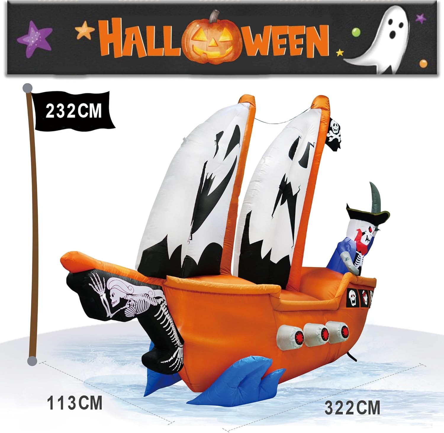 Gonfiabile Halloween Esterno Nave Pirata 320 cm - immagine 2