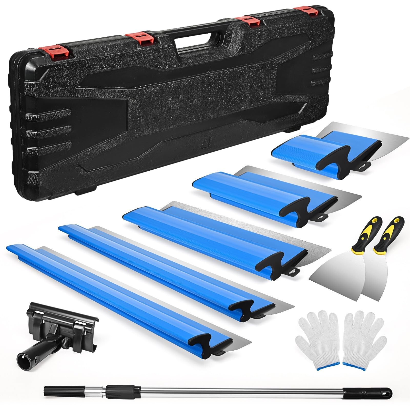 Set Spatole per Superfici con Asta Telescopica, Blu