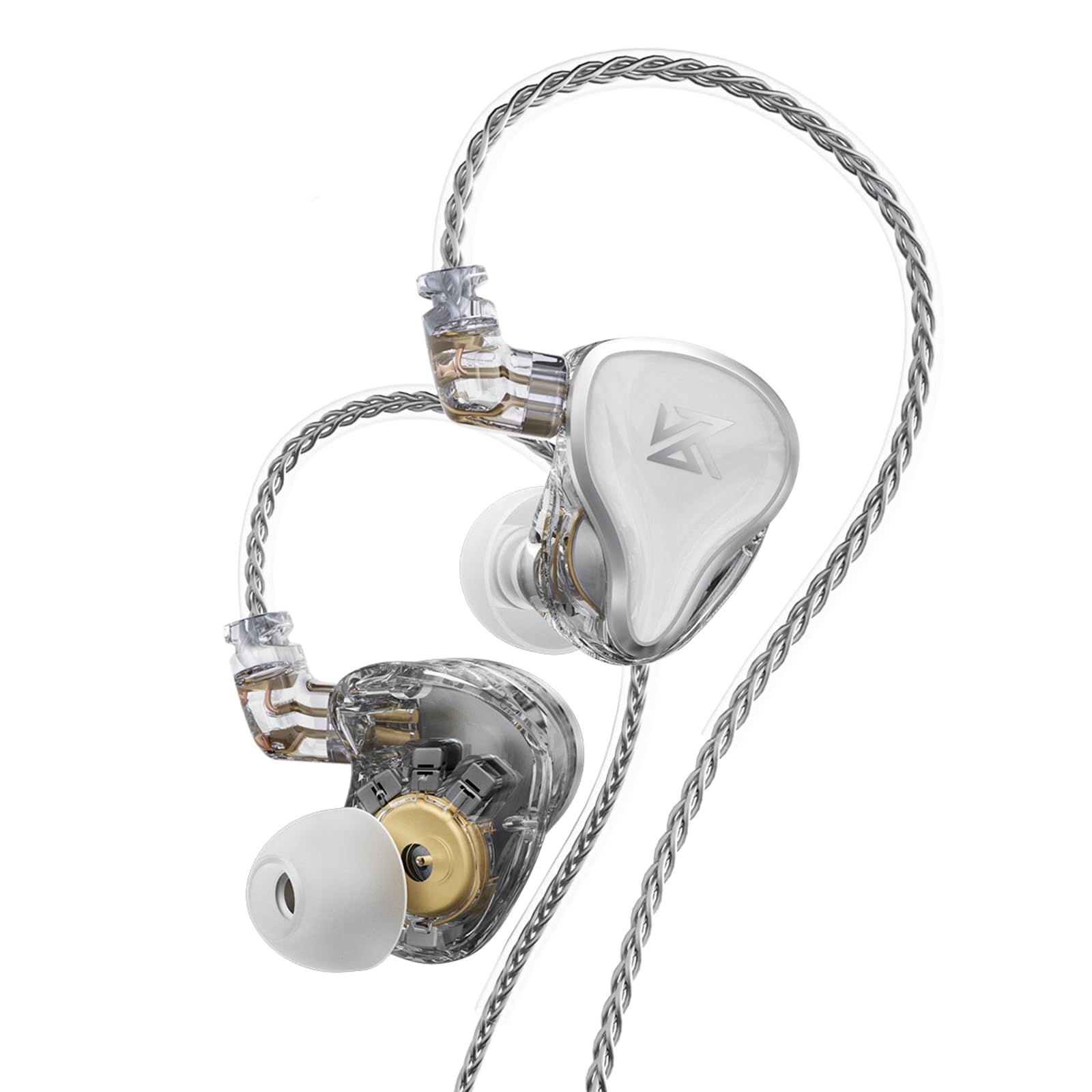 Kza Coustics KZ ZAS - Auricolari In-Ear Ibridi Senza Microfono, Bianco