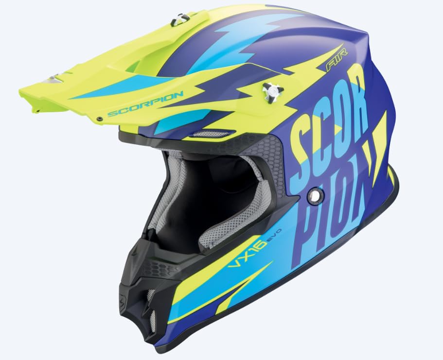 SCORPION VX-16 EVO AIR Slanter Blu opaco-Giallo neon XXL
