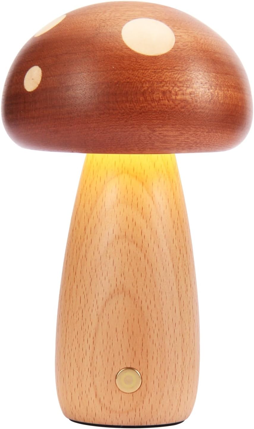 Luce Notturna a Fungo in Legno, Ricaricabile USB - immagine 4