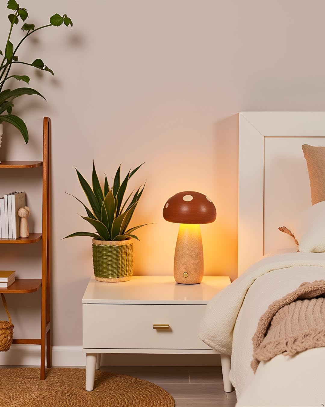 Luce Notturna a Fungo in Legno, Ricaricabile USB - immagine 6