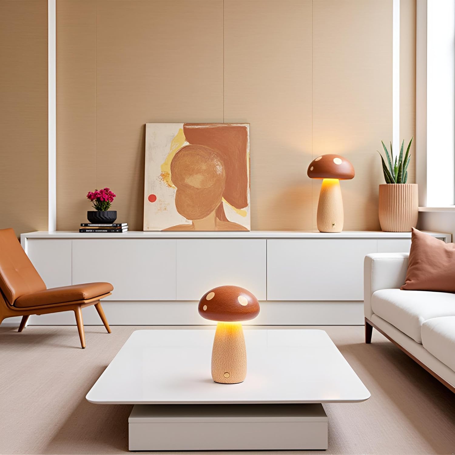 Luce Notturna a Fungo in Legno, Ricaricabile USB - immagine 9