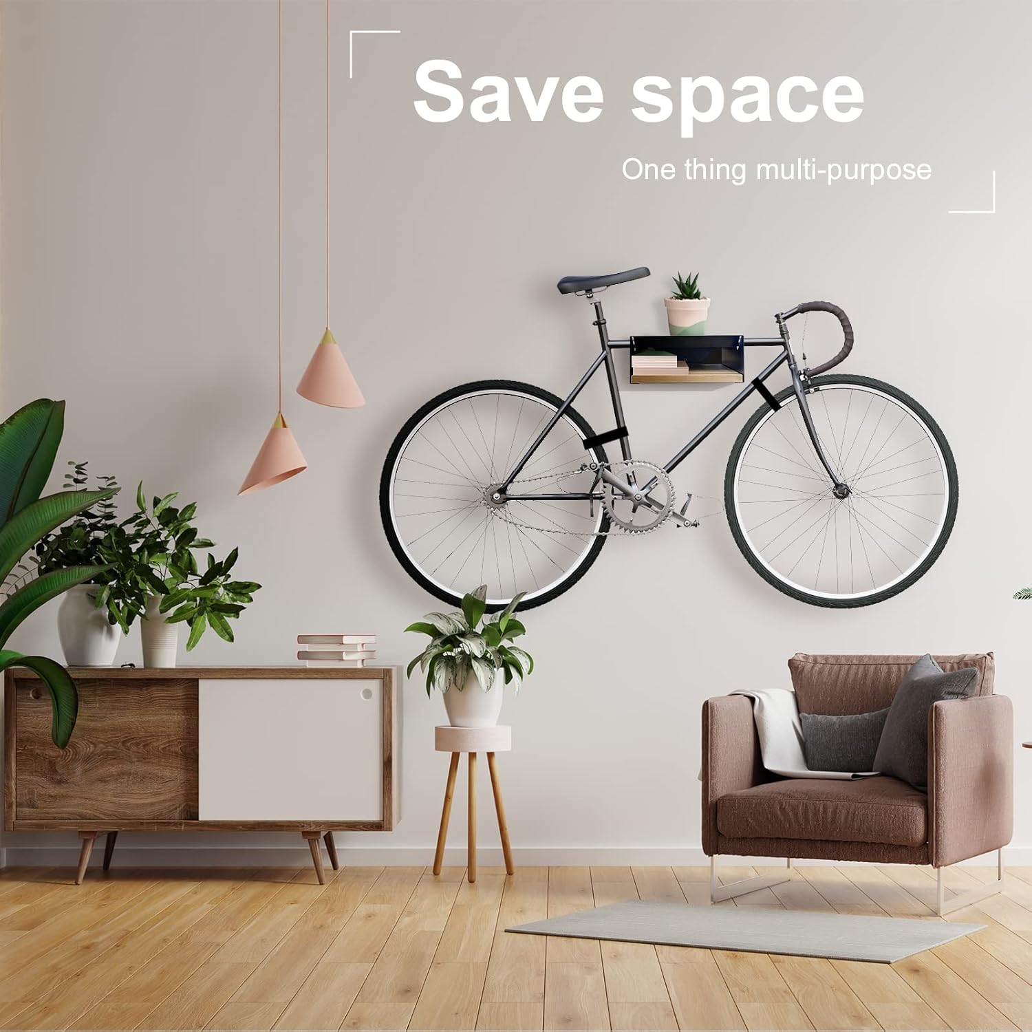 MOSHAY Supporto Bici da Parete in Alluminio e Legno - immagine 5