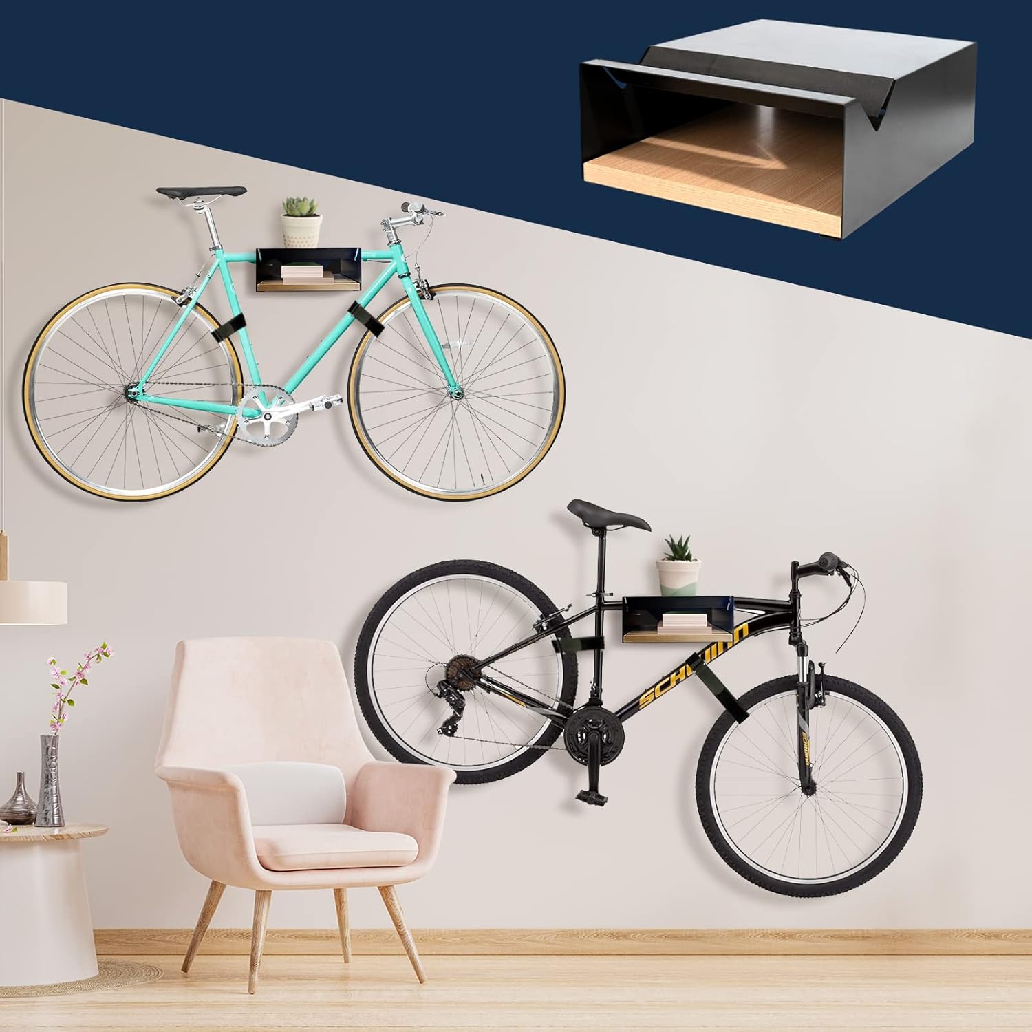 MOSHAY Supporto Bici da Parete in Alluminio e Legno - immagine 6