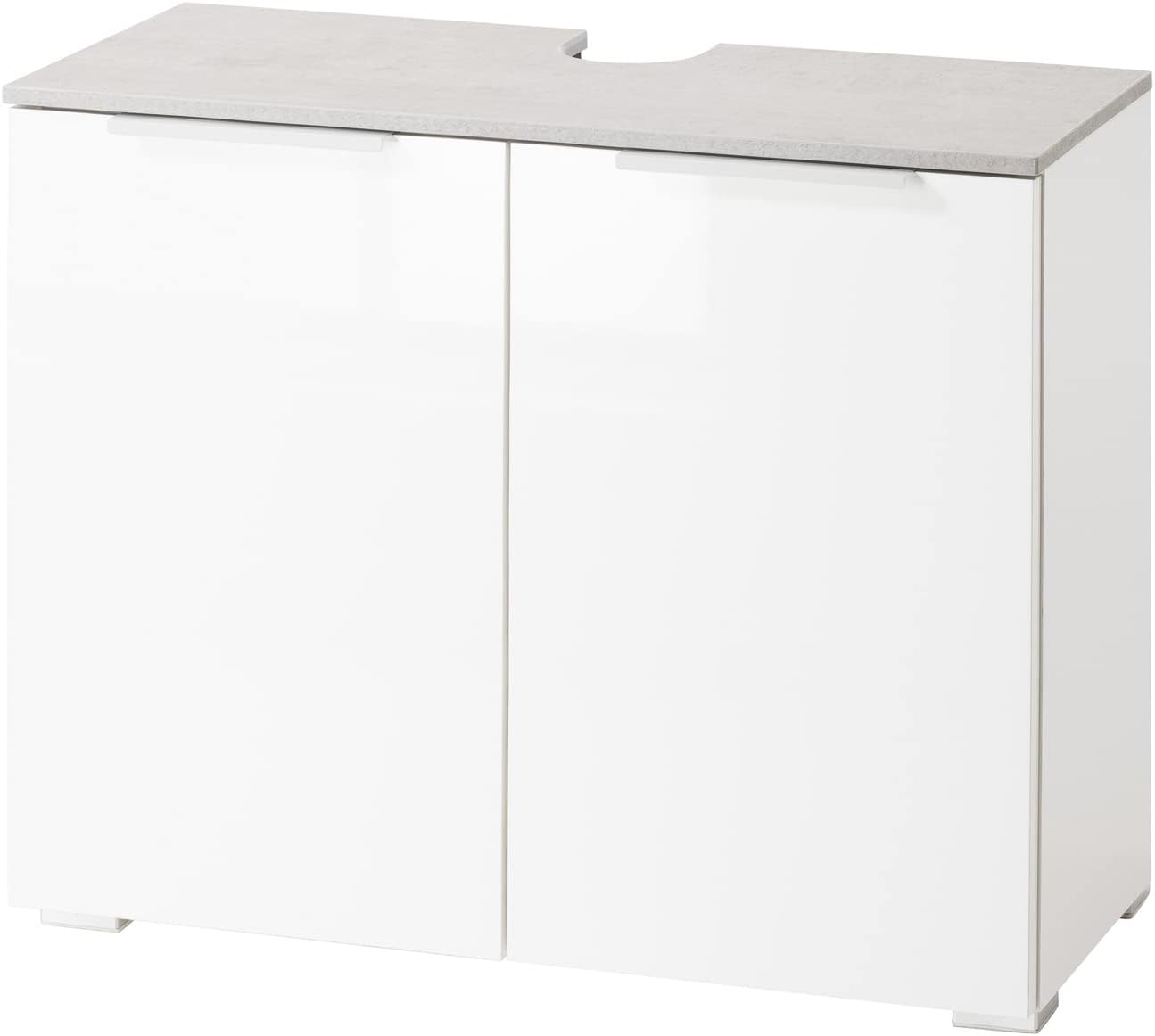 Composad Mobile Sottolavabo GALAVERNA 2 Ante, Cemento/Bianco Laccato