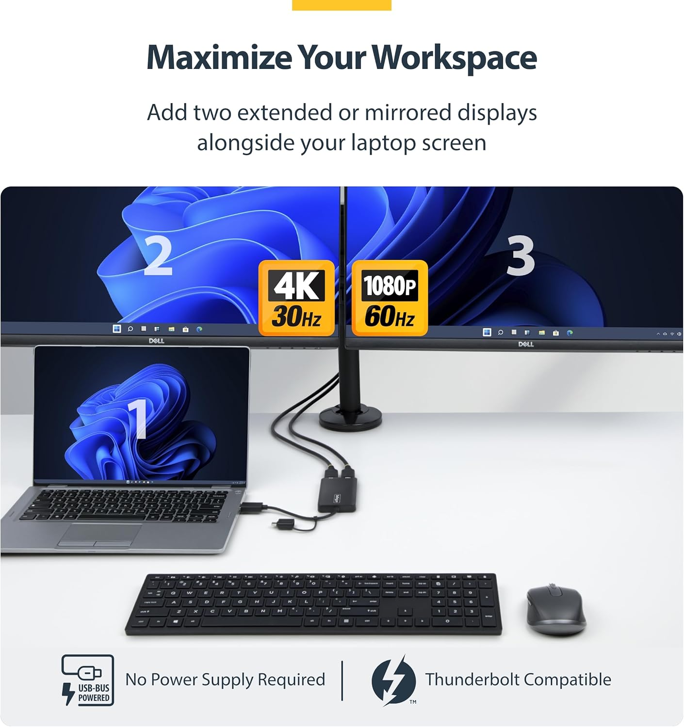 Startech.com Adattatore USB C/A a Doppio HDMI 4K30Hz - immagine 3