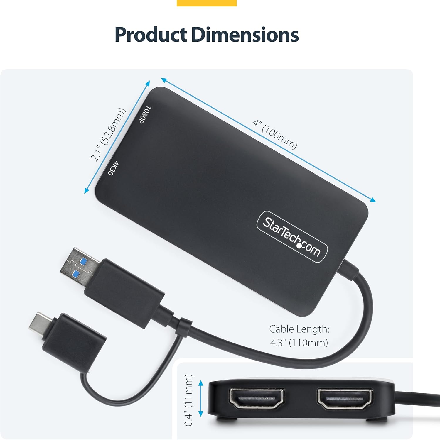 Startech.com Adattatore USB C/A a Doppio HDMI 4K30Hz - immagine 6