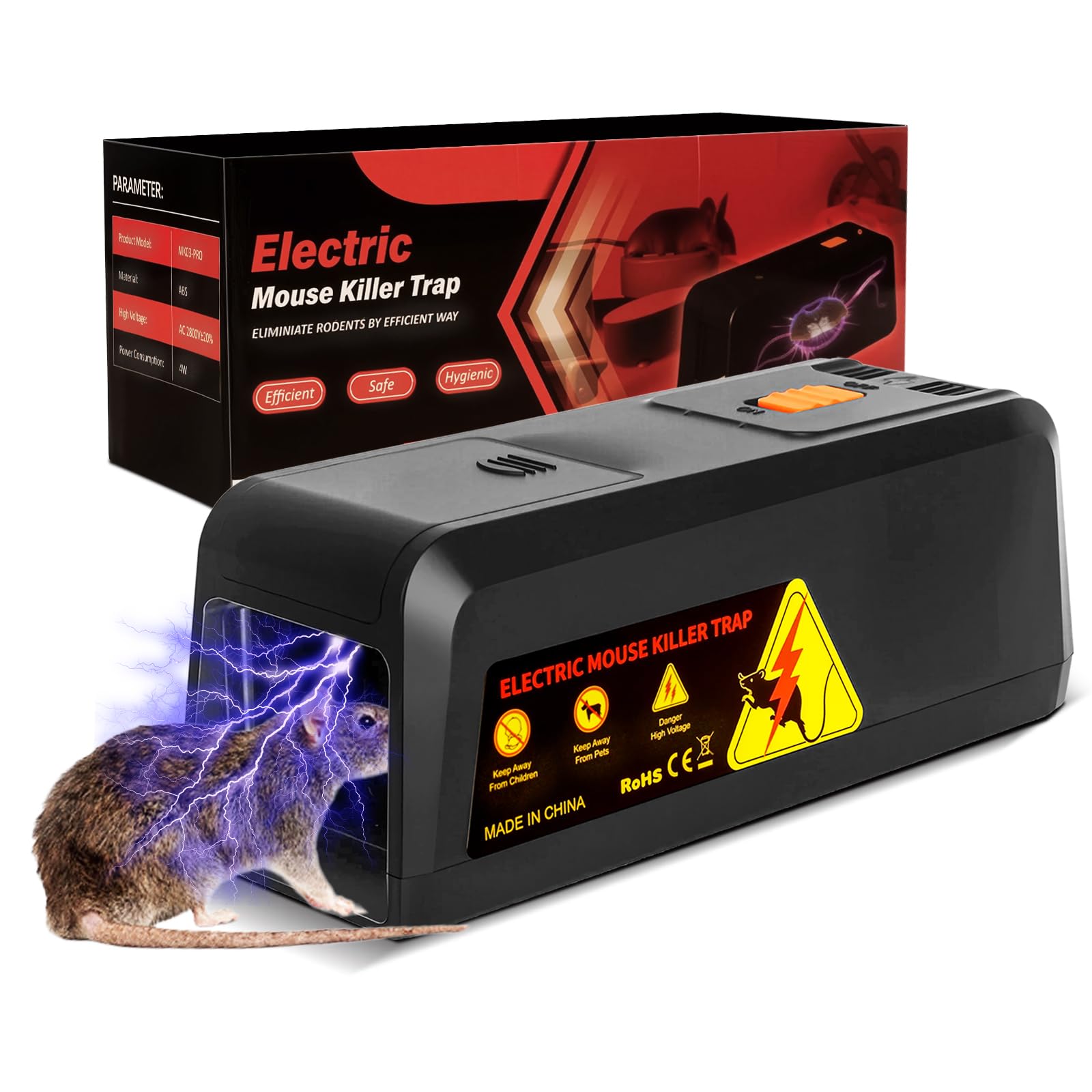 Trappola Elettrica per Topi 2800V con Uccisione Istantanea