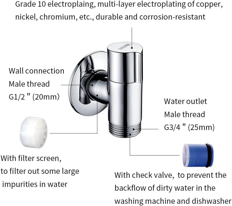 Appliance Valve per Lavastoviglie G1/2" su G3/4", Chrome - immagine 5
