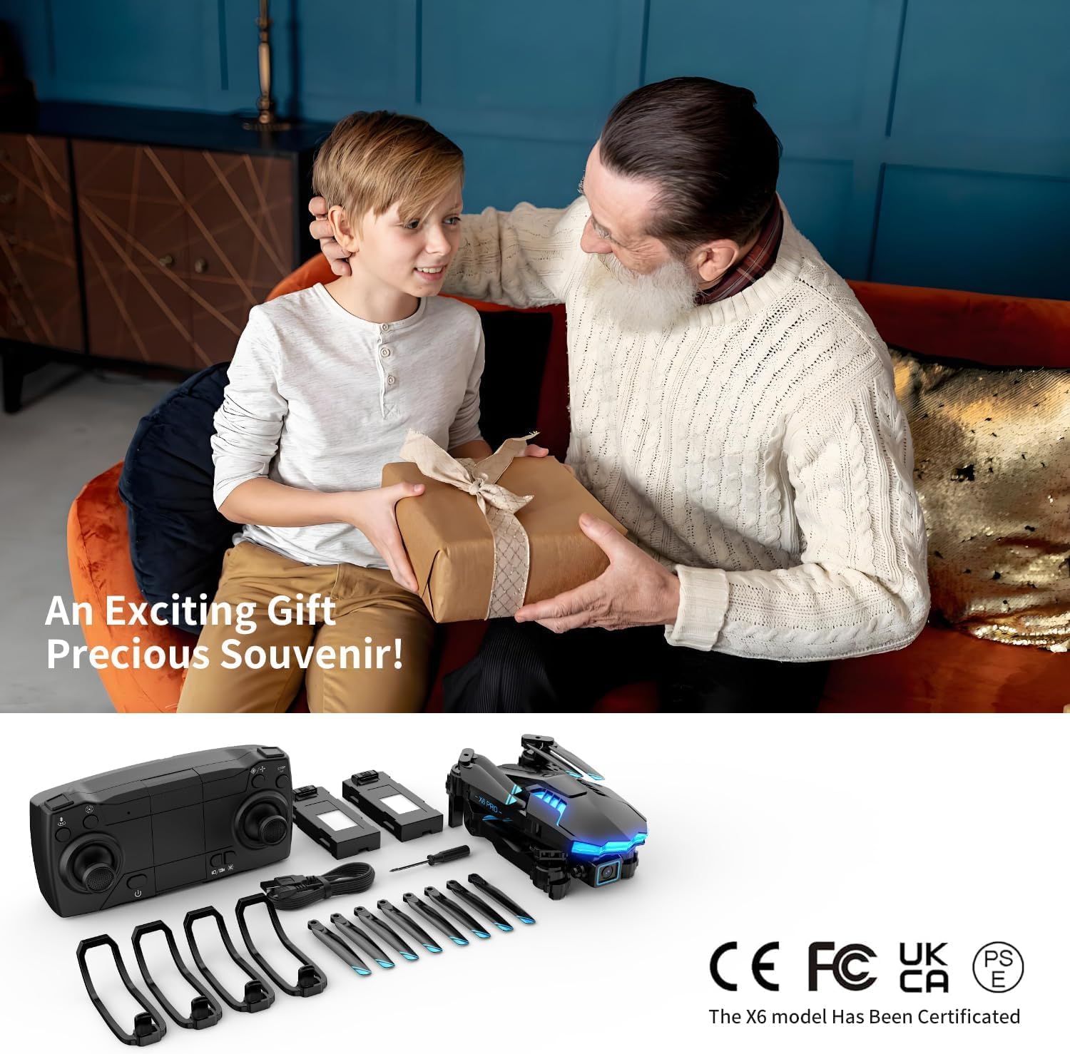 Drone con Telecamera 1080P Pieghevole, Nero - immagine 7