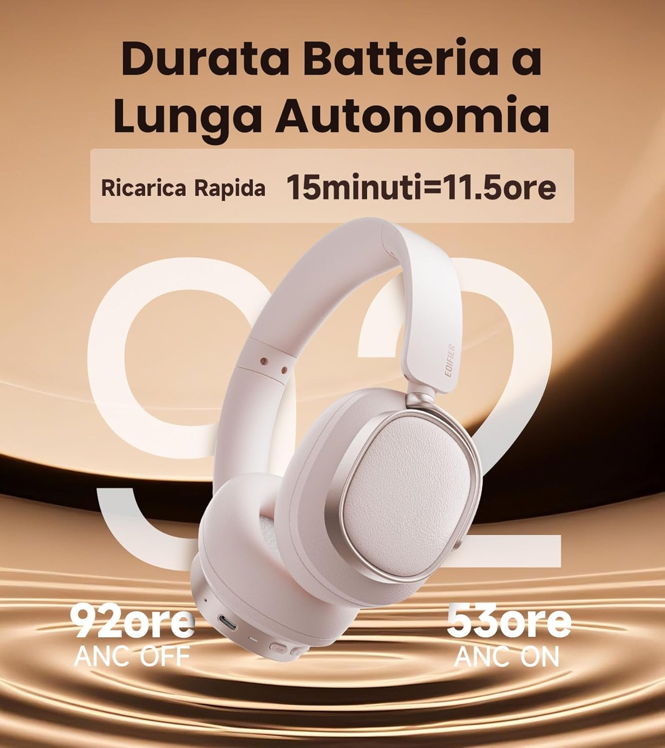 Edifier ES850NB - Cuffie Over Ear Wireless ANC 45dB, Rosa - immagine 4