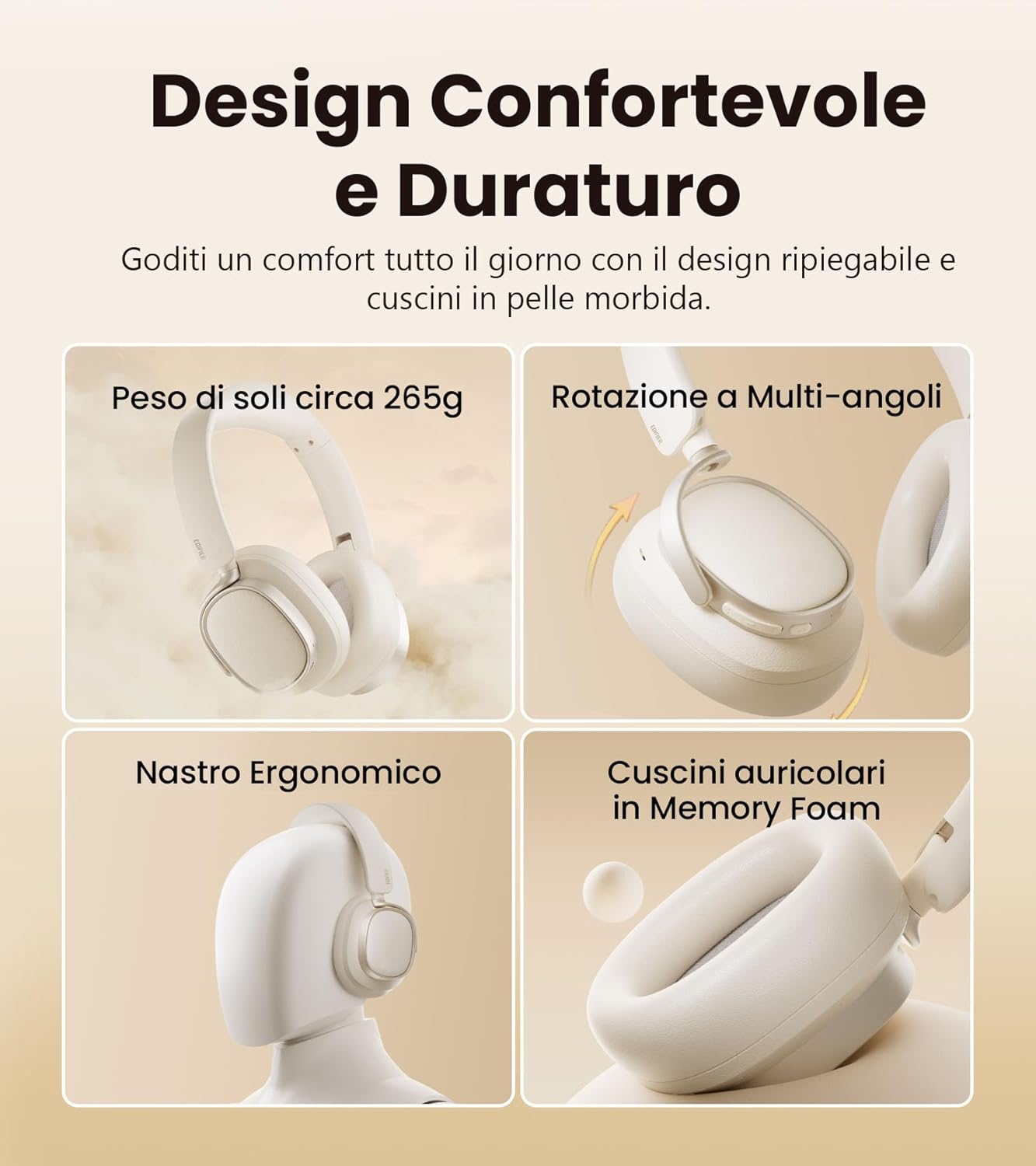 Edifier ES850NB - Cuffie Over Ear Wireless ANC 45dB, Rosa - immagine 6