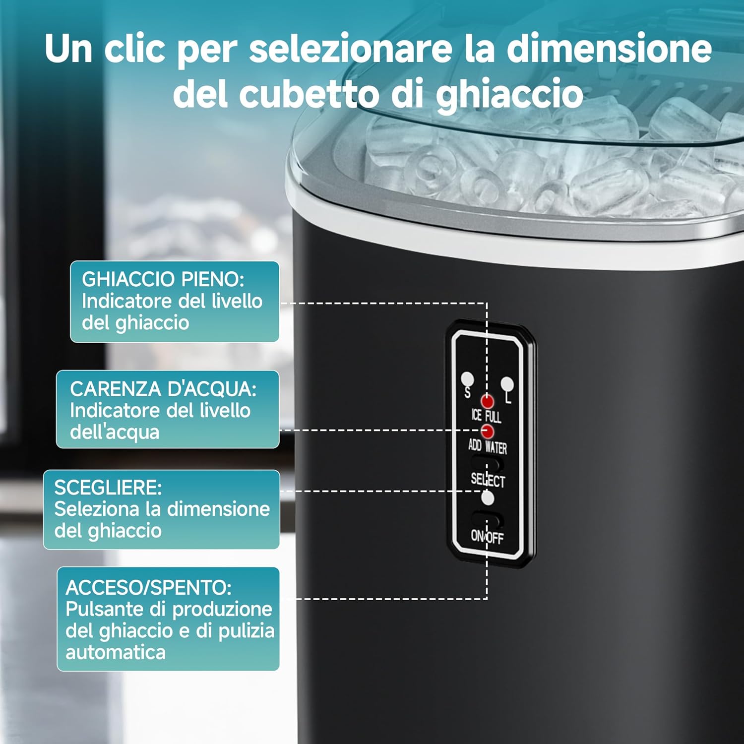 Euhomy Macchina Ghiaccio Casa 12KG/24H, Nera - immagine 4