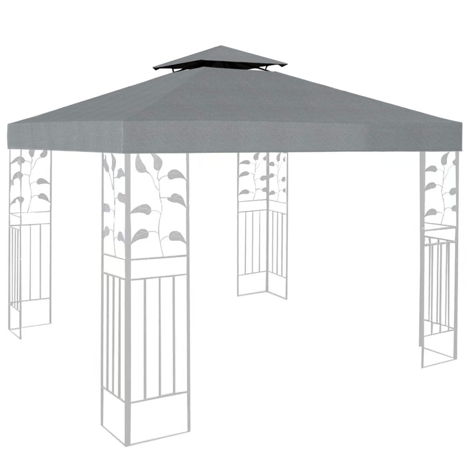 Gazebo 3x3m - Copertura di Ricambio Doppio Tetto Grigio