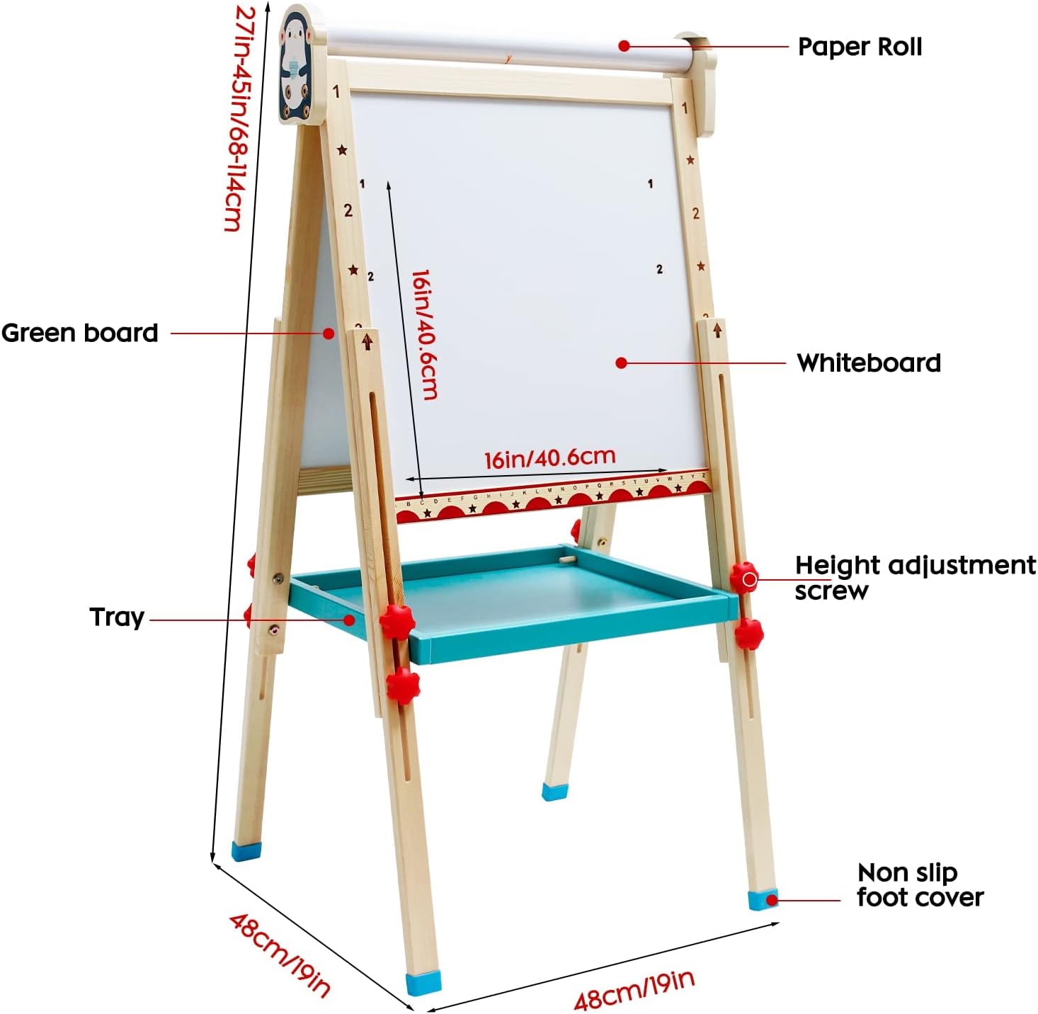 Lavagna in Legno per Bambini con Rotolo di Carta - immagine 2