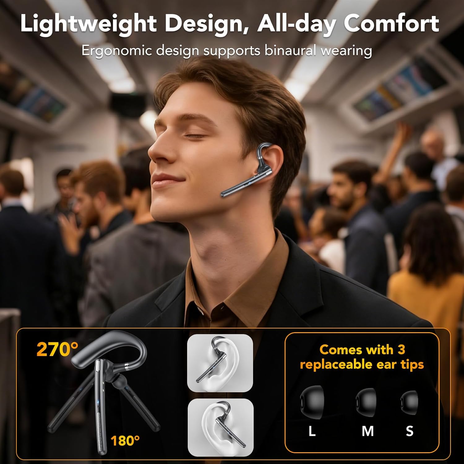 Cascho Auricolare Bluetooth Singolo V5.4 - immagine 8