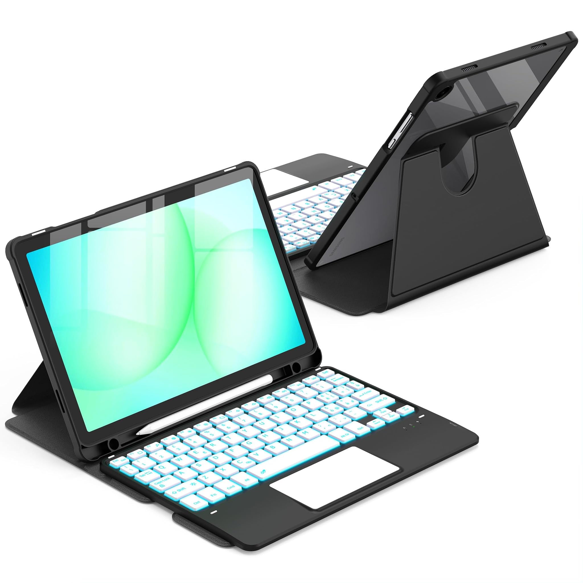 Cacoe Custodia con Tastiera Girevole 360 per Samsung Tab A9 Plus