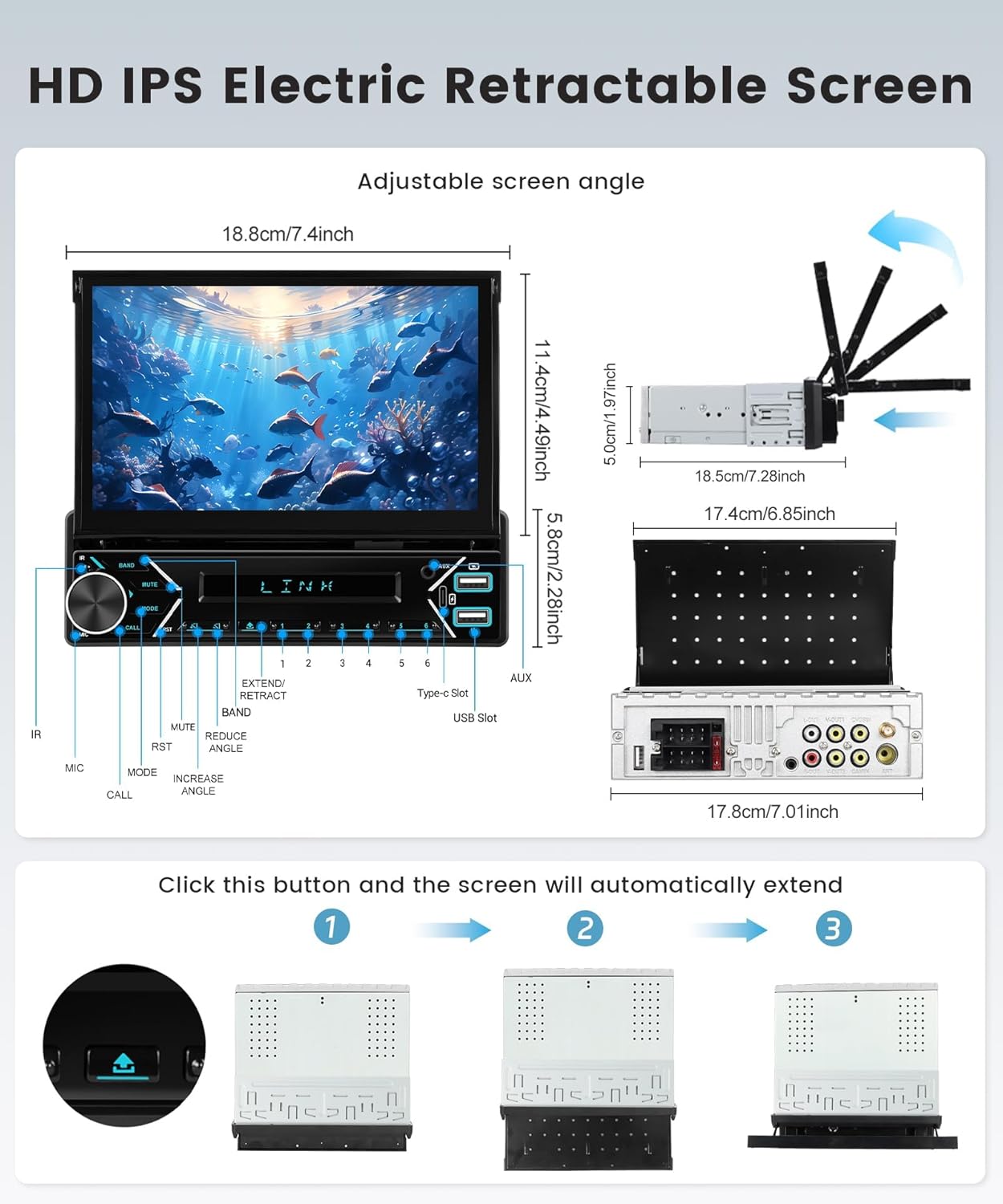 Autoradio 1 DIN DAB+ con Wireless CarPlay Android Auto - immagine 2