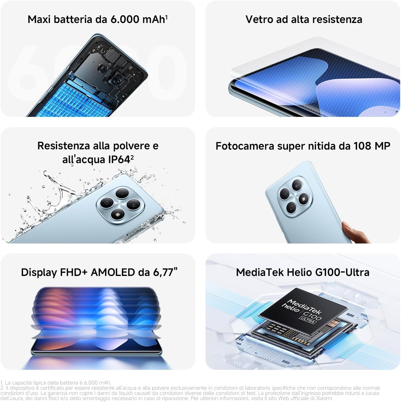 Xiaomi Redmi Note 15 - Smartphone 6+128GB, Blu Ghiacciaio - immagine 3
