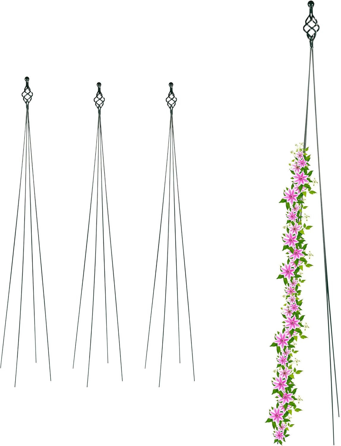 Relaxdays Obelisco per Rampicanti Set da 4, Verde