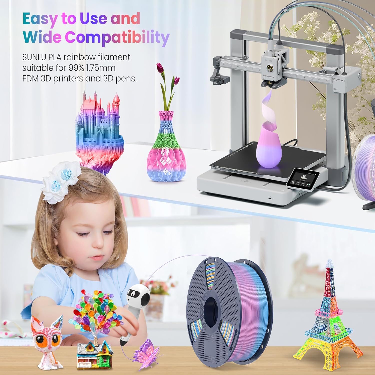 Sunlu Regenboog PLA Filamentbundle Multicolor 4KG - immagine 7