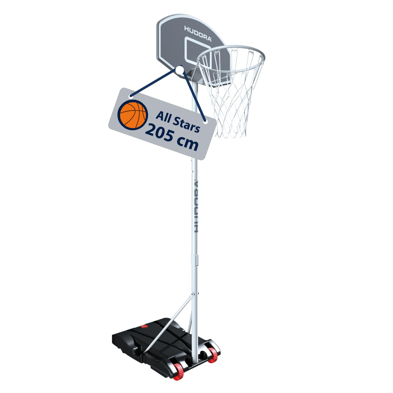 Hudora Canestro Basket All Stars 205 - Mobile, Grigio