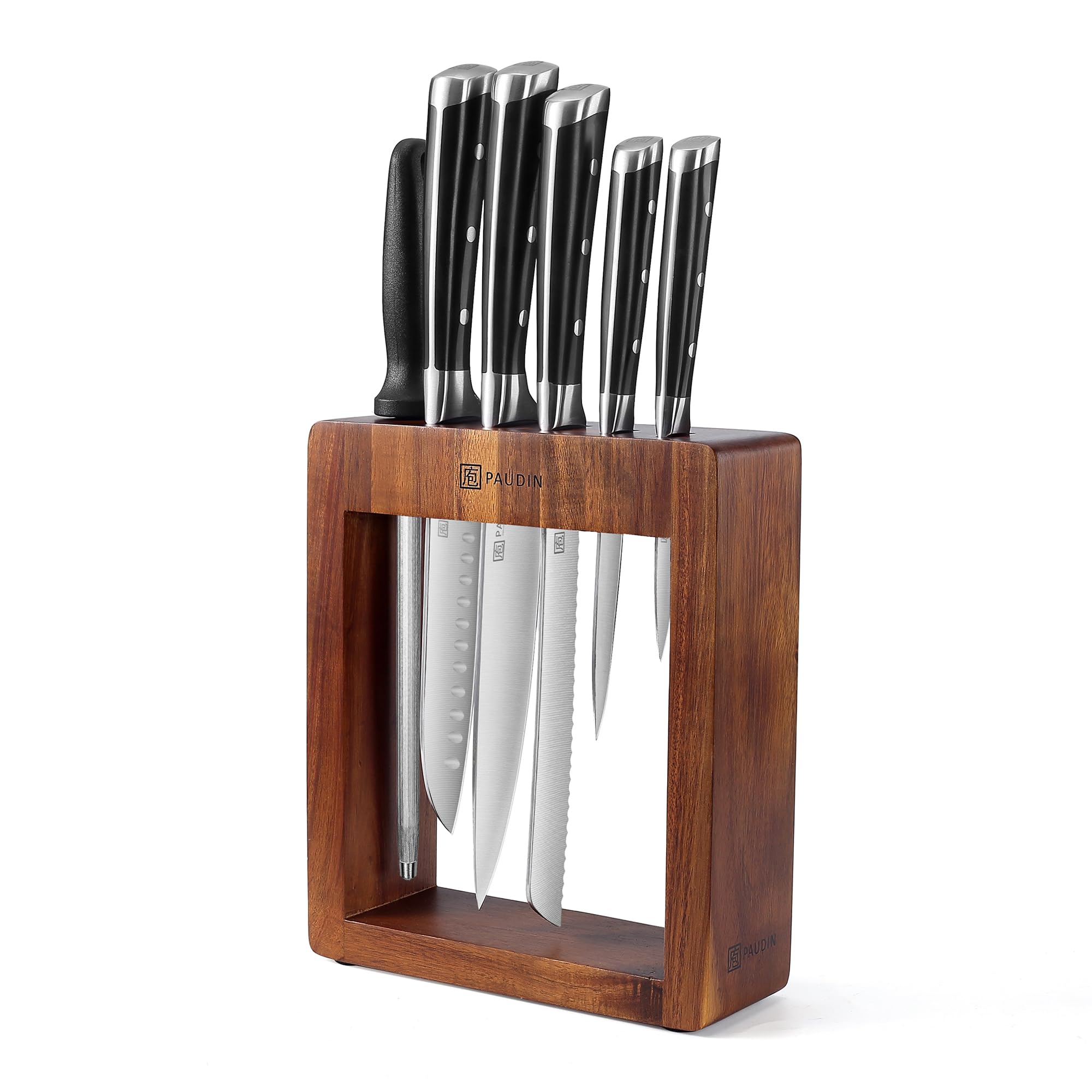 Paudin Ceppo Coltelli Set 7 Pezzi Acciaio Inox