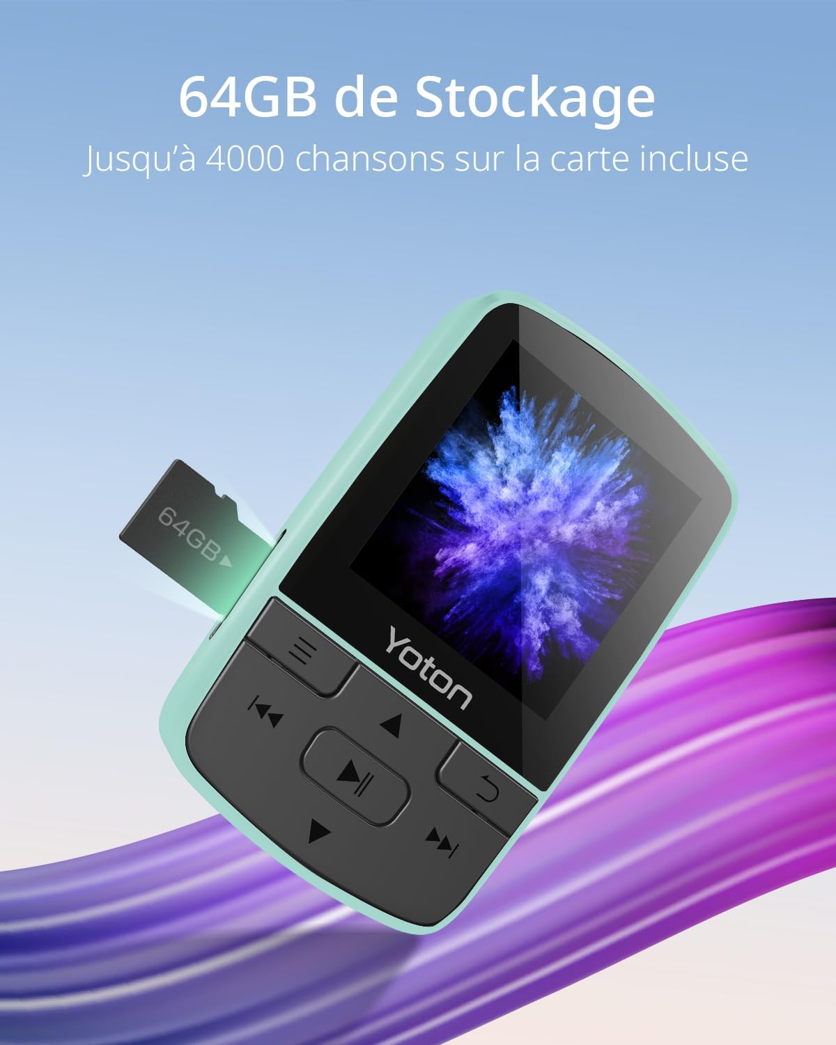 Lettore MP3 con Bluetooth 5.2 e 64 GB, Verde - immagine 4