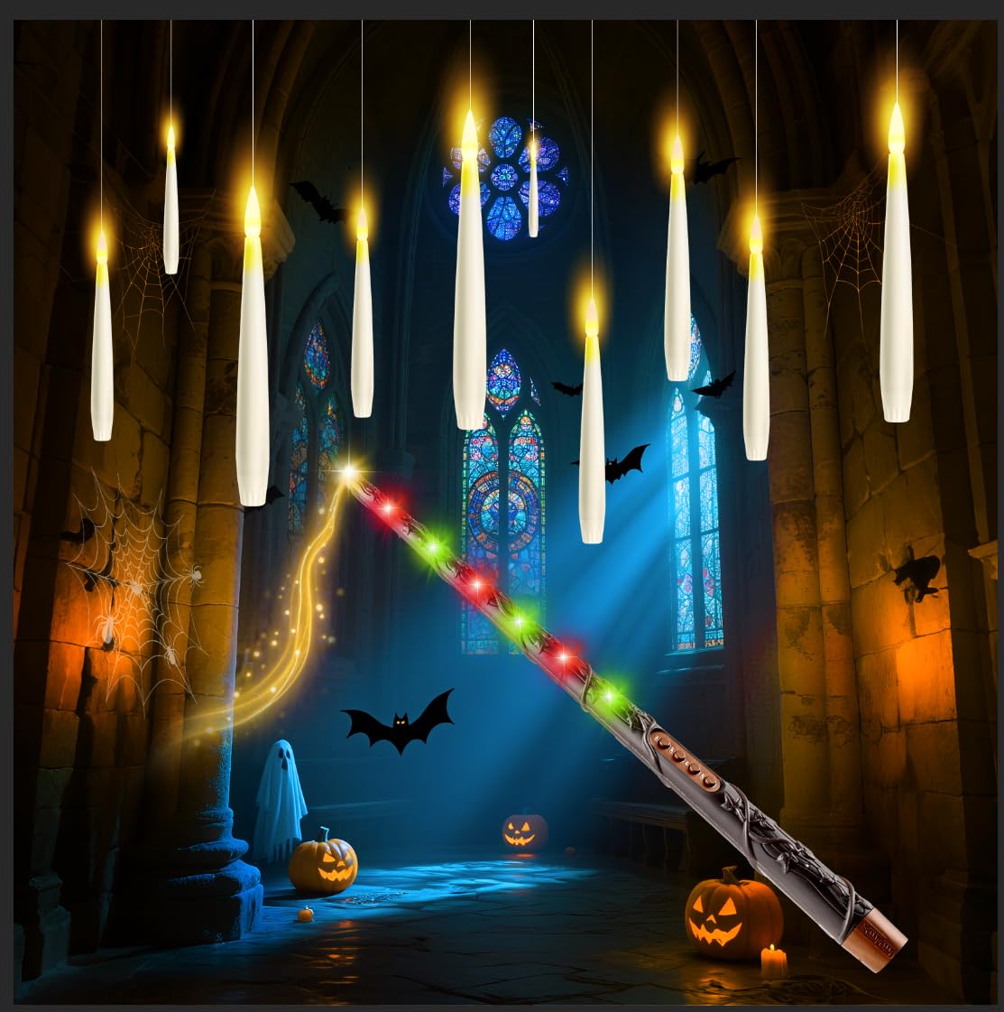 20 Pezzi Candele LED Galleggianti con Telecomando a Bacchetta, 2 Funzioni di Timer, Funzionamento a Batteria, Floating Candles per la Decorazione di Halloween, Natale, Chiesa