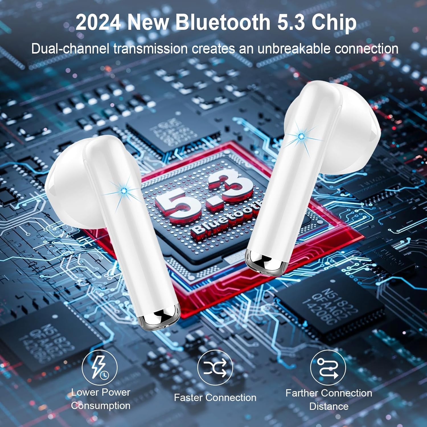 Cuffie Bluetooth 5.3 Wireless 50 Ore Stereo HiFi - immagine 2