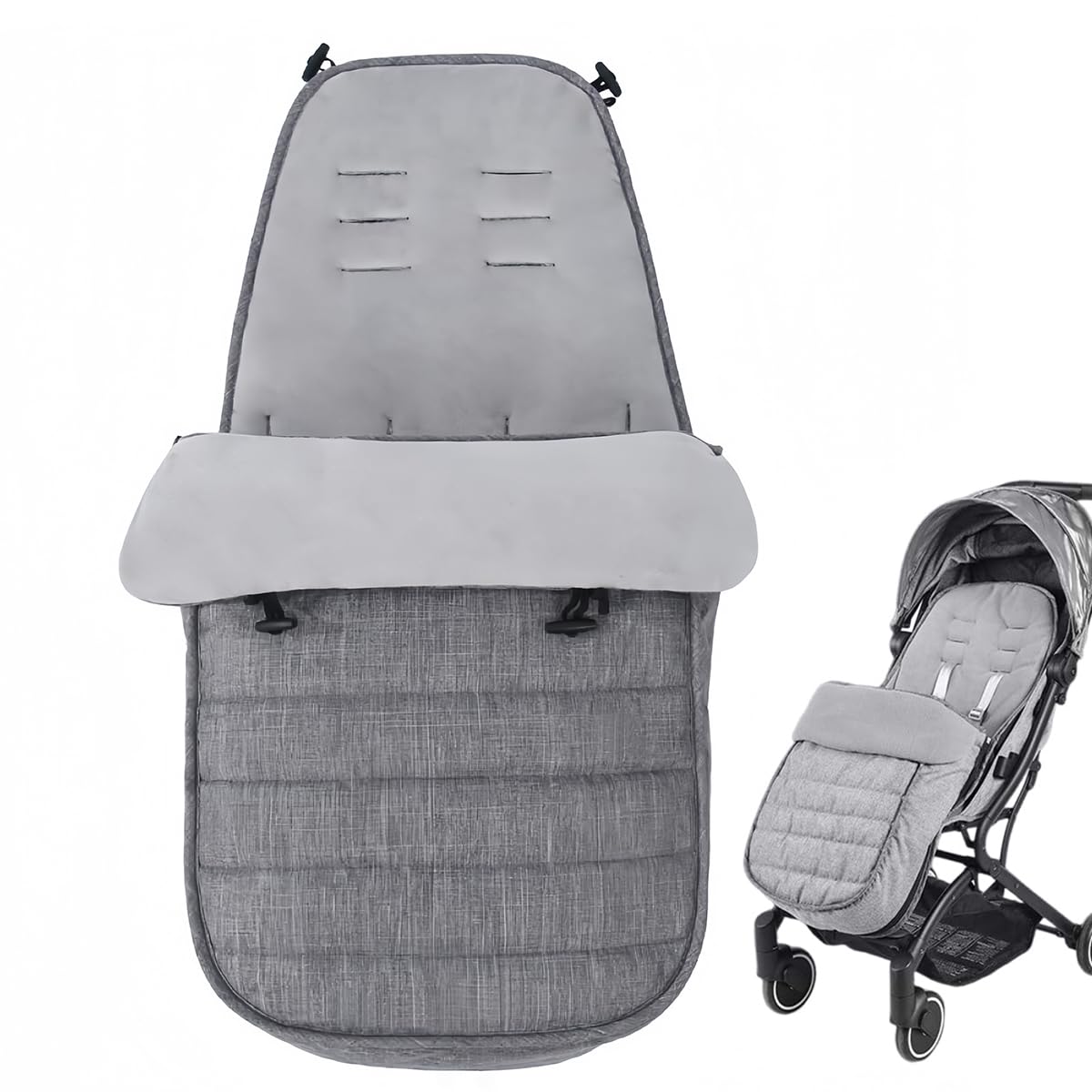 Sacco Termico Passeggino Universale, Coprigambe Passeggino, Sacco Passeggino Invernale Staccabile con Cerniere, Lavabile, per Passeggini e Carrozzine con Imbracatura a 3 e 5 Punti