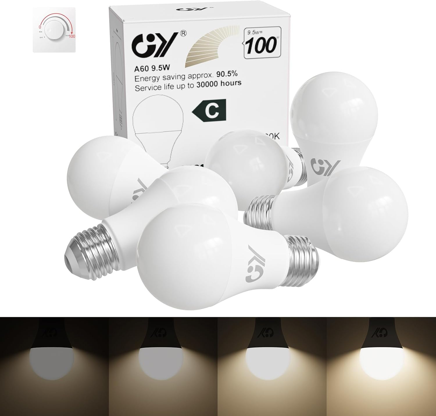Gy Lampadine LED E27 Dimmerabili 9.5W 4000K (6 Pezzi) - immagine 1
