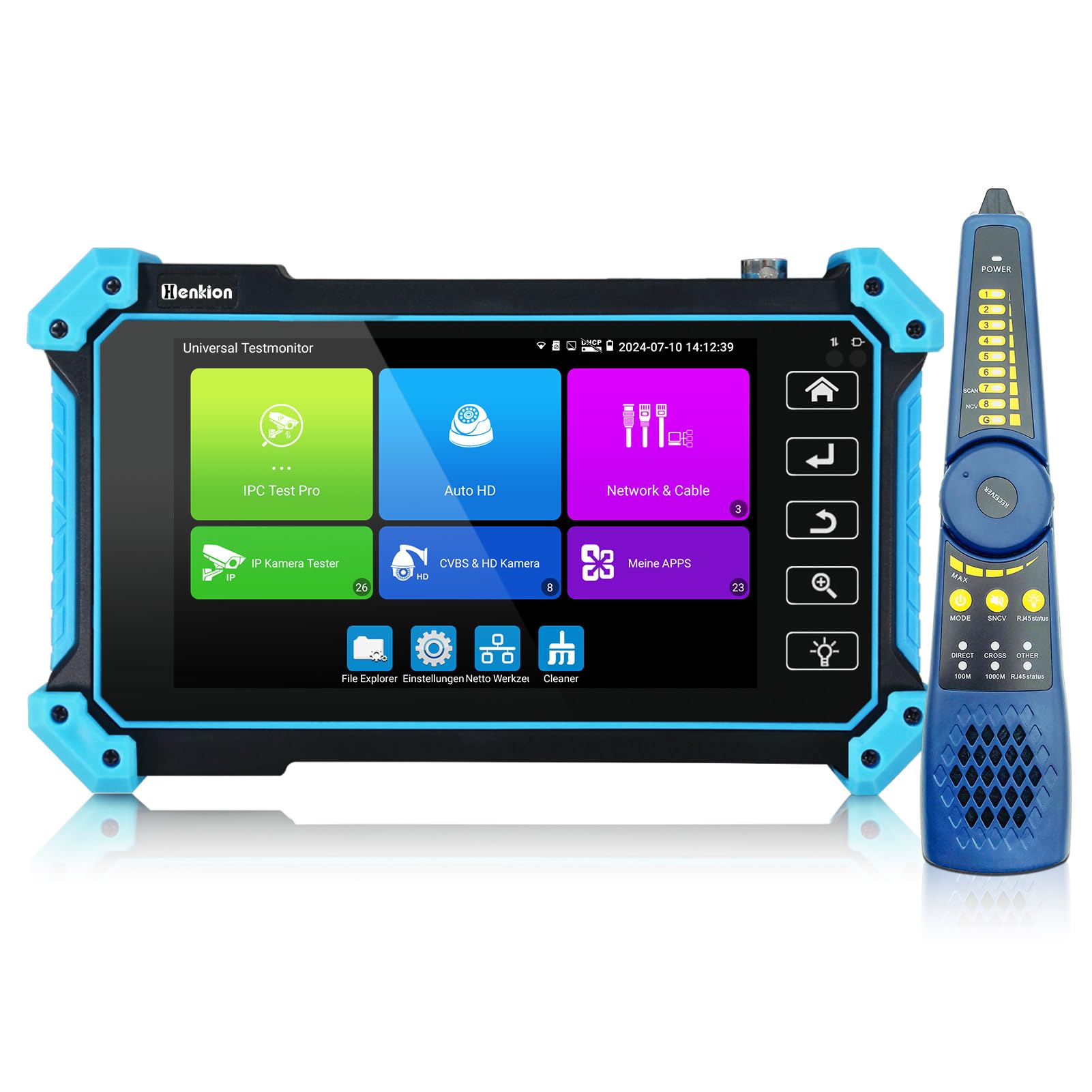 Henkion IPC-5100C Plus - Tester per fotocamera CCTV da 5,4 pollici, schermo touch, tester CCTV, 12 MP, IPC e 4 K, 8 MP, TVI CVI AHD, tester per cavo di prova per fotocamera POE HDMI VGA WiFI RS485