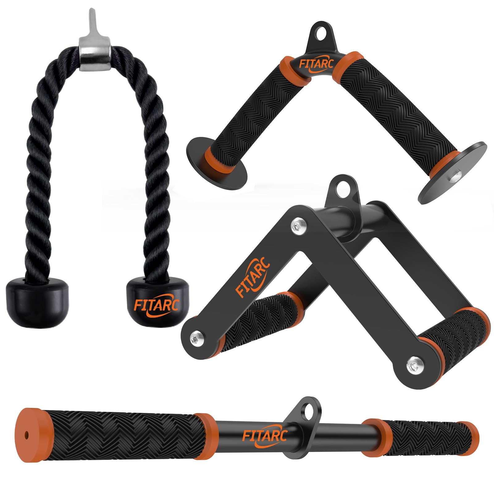 Fitarc Set di accessori per attrezzi da palestra e allenamento a casa, con cavi estraibili e impugnature antiscivolo, colore: arancione