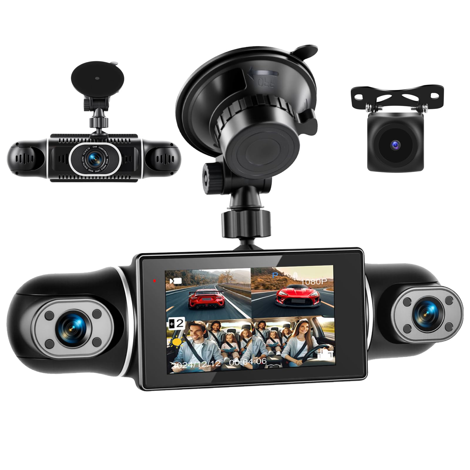 Dash Cam Full HD 1080P con Quattro Videocamere 360°