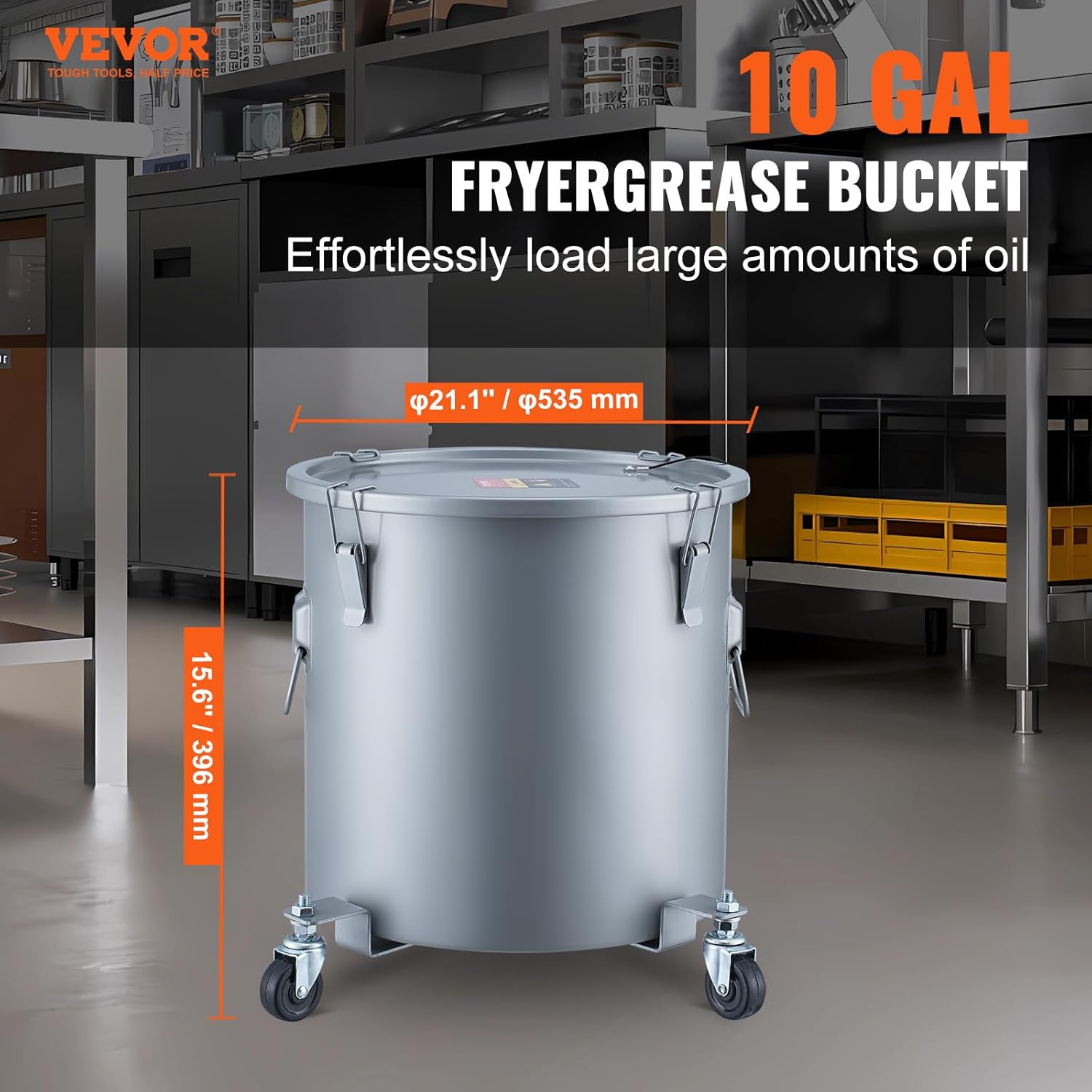 Vevor Secchio per Grasso Friggitrice 10 Gal, Grigio - immagine 2