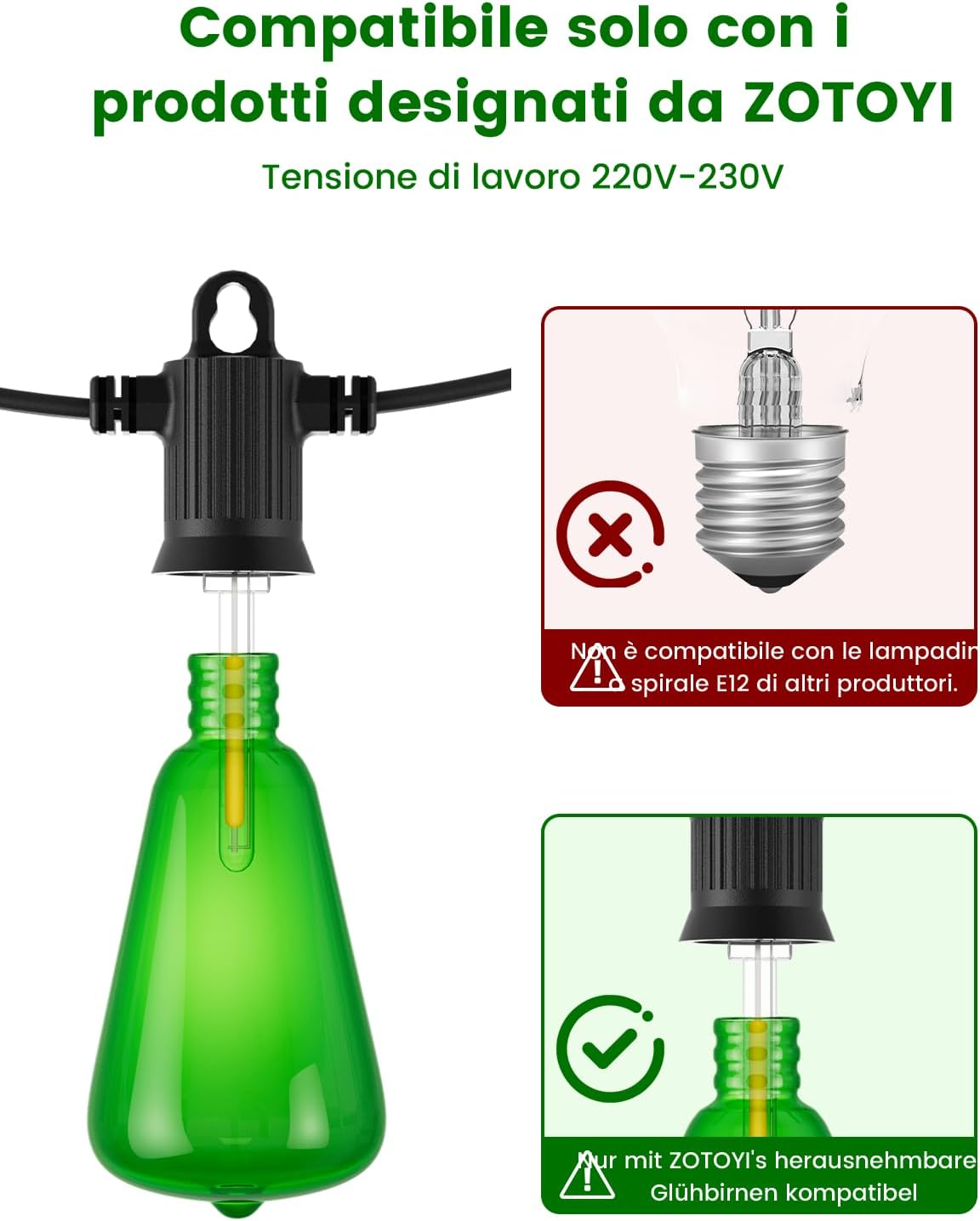 Zotoyi Lampadine ST38 per Luci da Giardino Esterne 30PCS - immagine 3