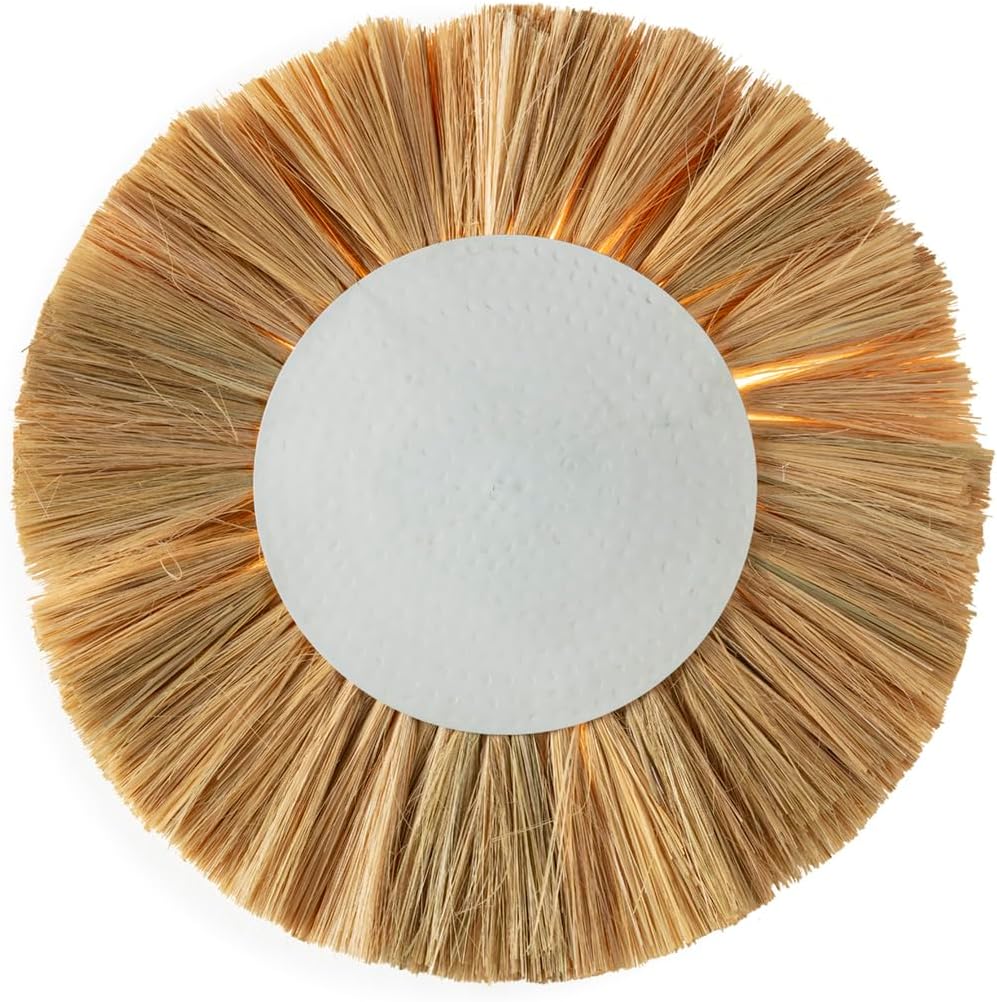 APLIQUE 49X49X10 METAL BLANCO ENVEJECIDO/HIERBA MARINA NATURAL - immagine 1