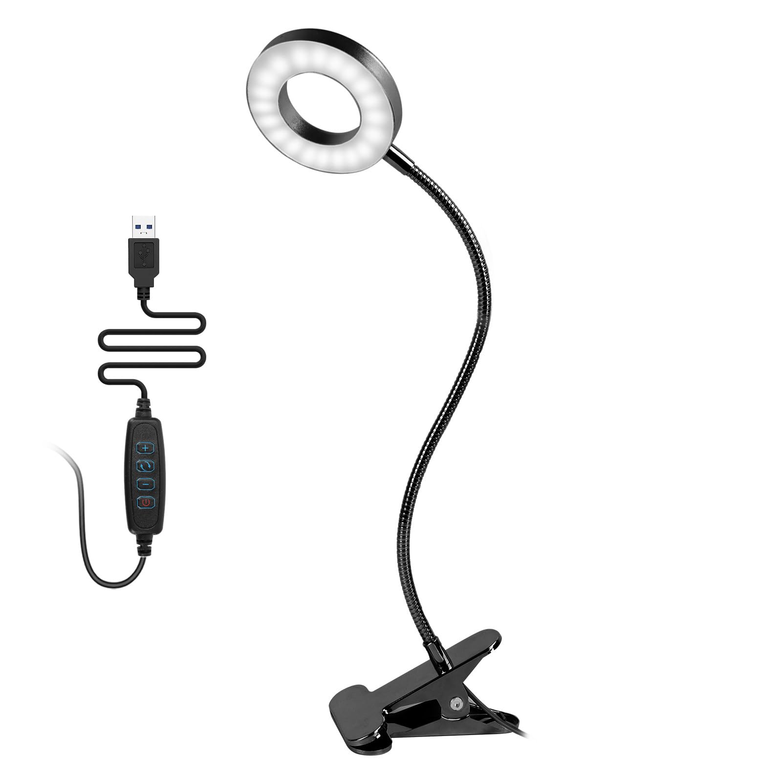 Lampada a morsetto per letto 8W USB, Nero