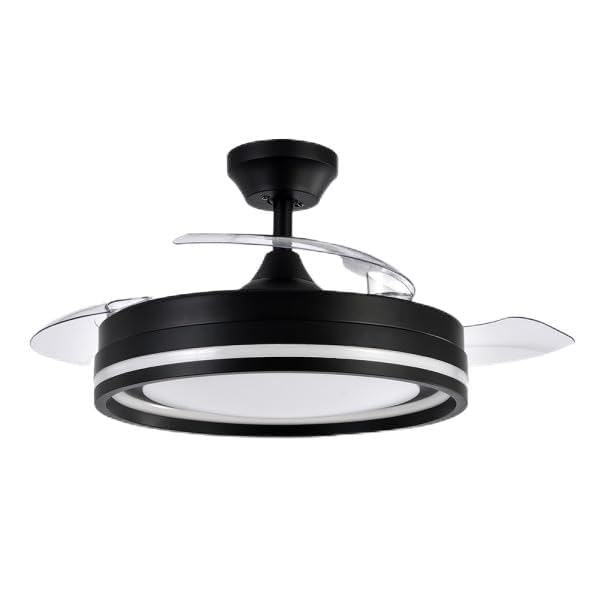 Brightium Ventilatore DC Cerrato Nero 72W con Pale a Scomparsa