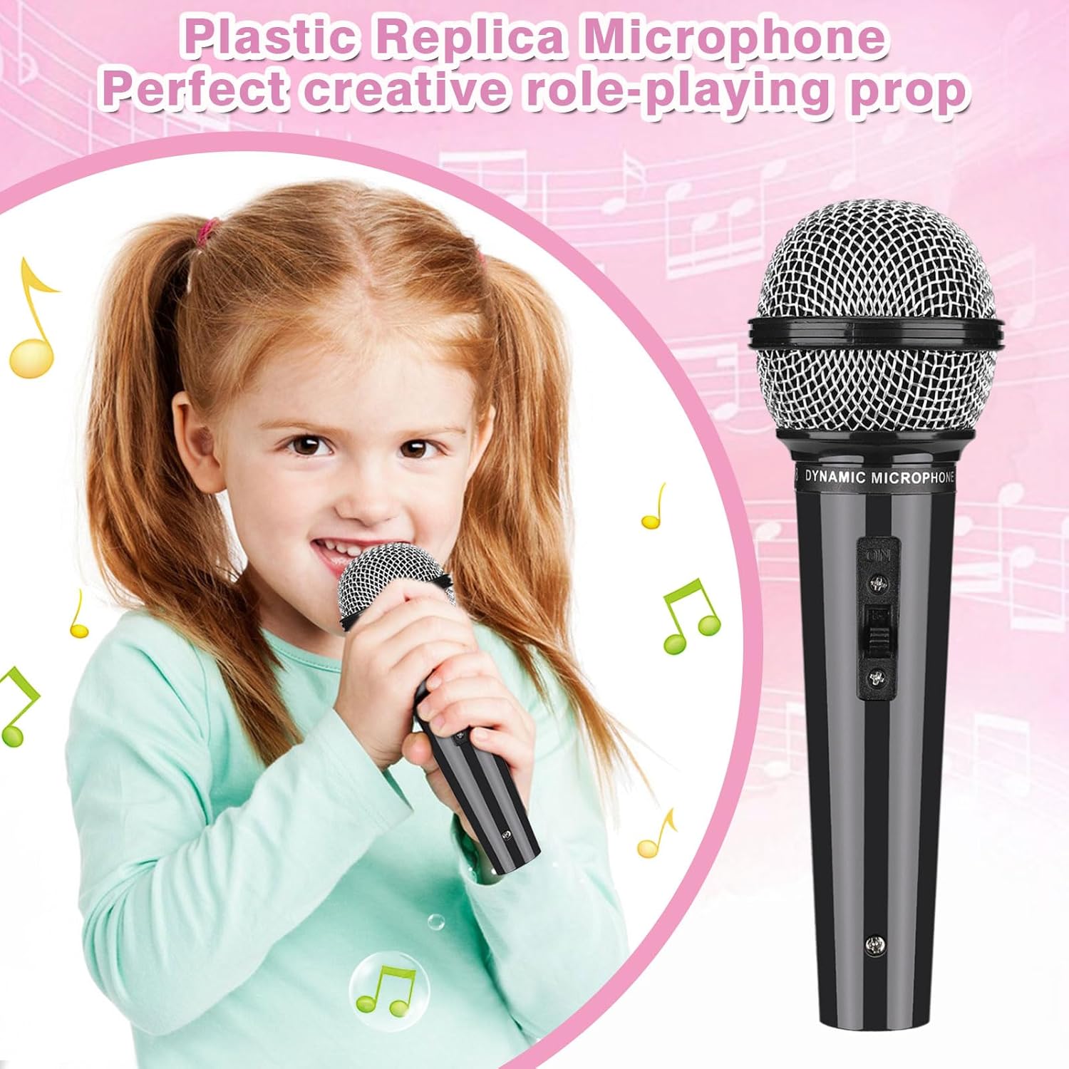 Microfono Giocattolo, Microfoni Finto Nero, Interessante Microfono Simulato, Microfoni Giocattoli per Bambini Adulti Palcoscenico Divertente Fotografia Feste Accessori (Nero-1pcs) - immagine 4