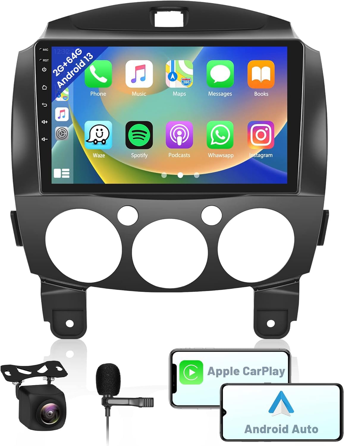 Hikity Android Autoradio 9" per Mazda 2 2007-2014