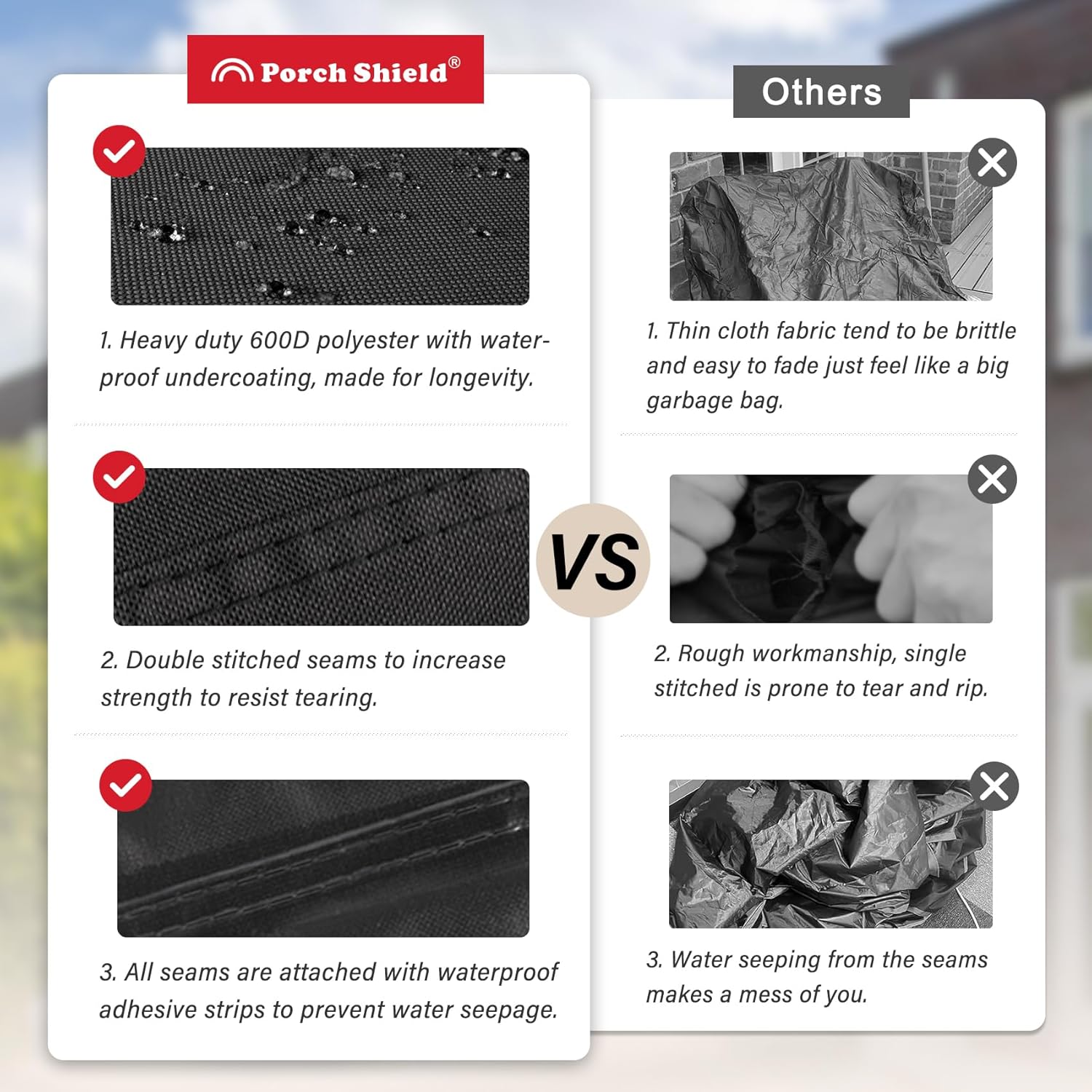 Porch Shield Coprisedia Impilabili da Patio, Nere - immagine 3