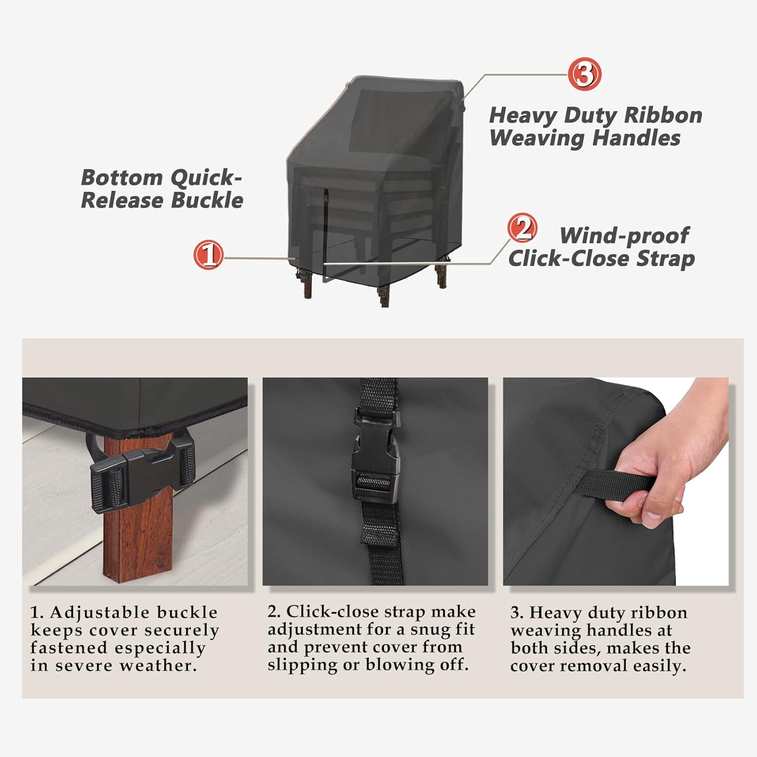 Porch Shield Coprisedia Impilabili da Patio, Nere - immagine 4