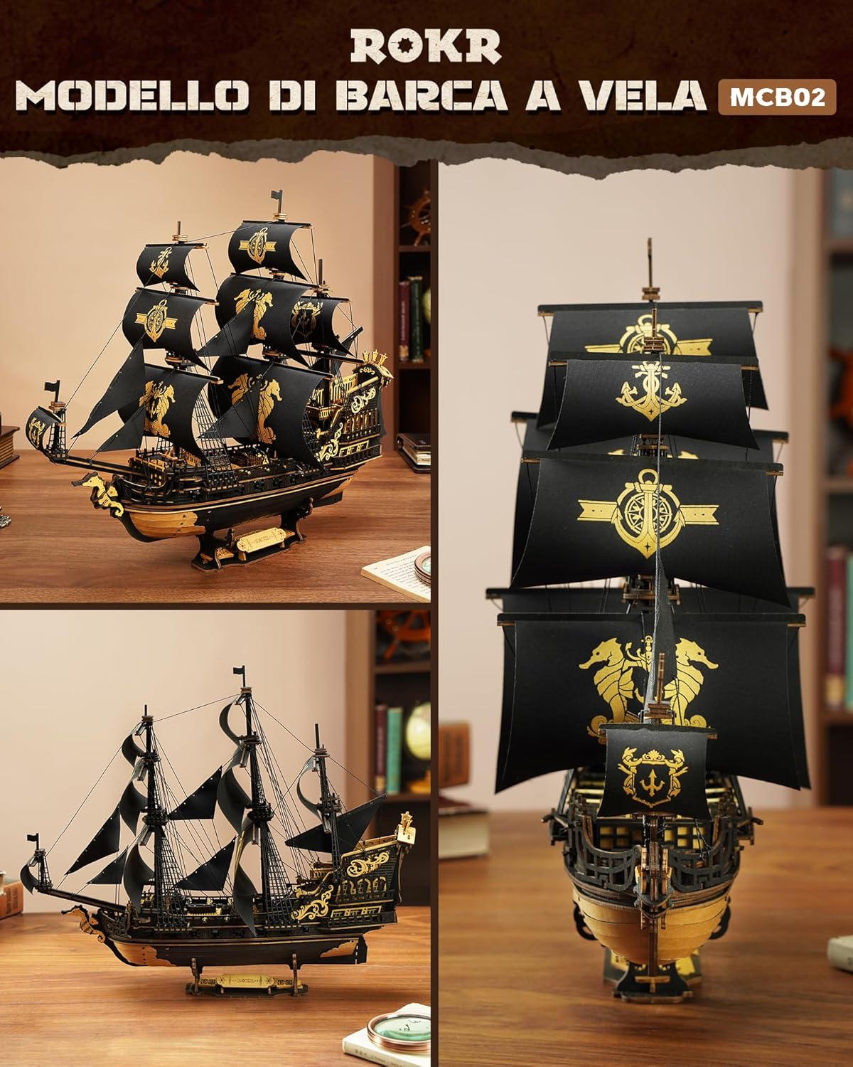 Rokr Kit Modelli Barche in Legno Puzzle 3D per Adulti - immagine 3